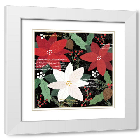 Mod Holiday V White Modern Wood Framed Art Print with Double Matting by Charron, Veronique