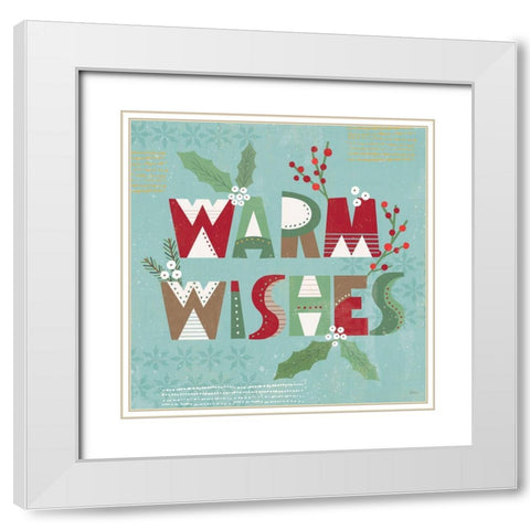 Mod Holiday VI White Modern Wood Framed Art Print with Double Matting by Charron, Veronique
