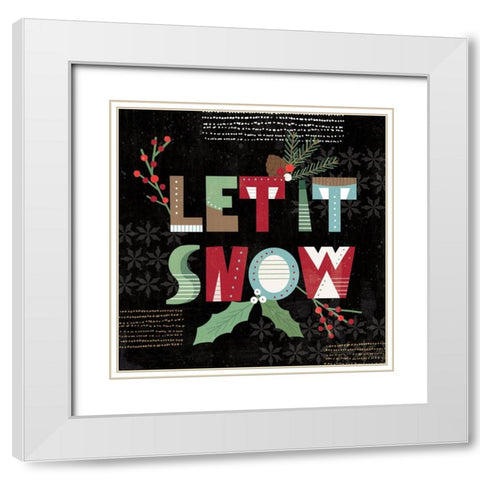 Mod Holiday VII Dark White Modern Wood Framed Art Print with Double Matting by Charron, Veronique