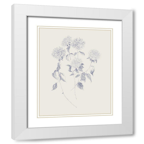 Flowers on White VI Blue White Modern Wood Framed Art Print with Double Matting by Wild Apple Portfolio
