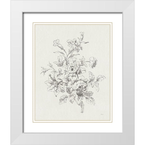 Toile Roses IX Neutral White Modern Wood Framed Art Print with Double Matting by Schlabach, Sue