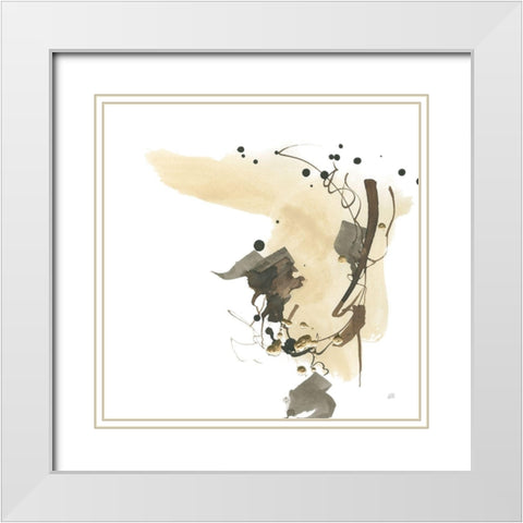 Gold Dots I Brown White Modern Wood Framed Art Print with Double Matting by Paschke, Chris