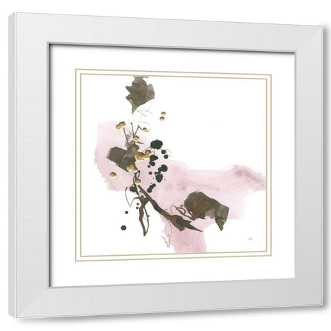 Gold Dots IV Pink White Modern Wood Framed Art Print with Double Matting by Paschke, Chris