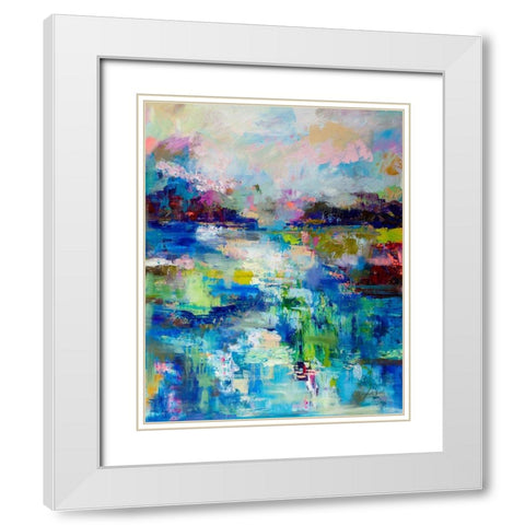 Abstract Evening White Modern Wood Framed Art Print with Double Matting by Vertentes, Jeanette