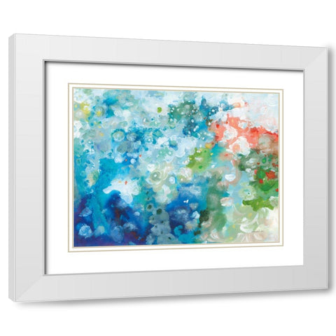 Tidepool Sparkle White Modern Wood Framed Art Print with Double Matting by Nai, Danhui
