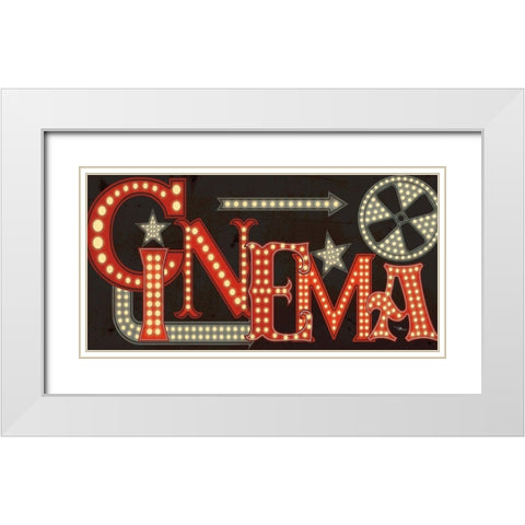Movie Lights I v2 White Modern Wood Framed Art Print with Double Matting by Pela Studio