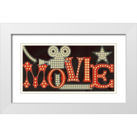 Movie Lights II v2 White Modern Wood Framed Art Print with Double Matting by Pela Studio