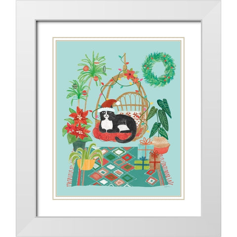 Urban Jungle Christmas I White Modern Wood Framed Art Print with Double Matting by Urban, Mary