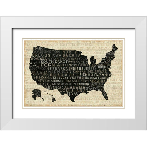 USA V White Modern Wood Framed Art Print with Double Matting by Pela Studio