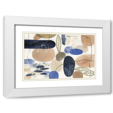 Leaves and Stones I White Modern Wood Framed Art Print with Double Matting by Horn, Laura