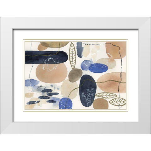 Leaves and Stones I White Modern Wood Framed Art Print with Double Matting by Horn, Laura