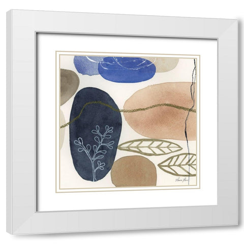 Leaves and Stones II White Modern Wood Framed Art Print with Double Matting by Horn, Laura