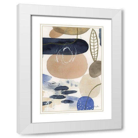 Leaves and Stones IV White Modern Wood Framed Art Print with Double Matting by Horn, Laura