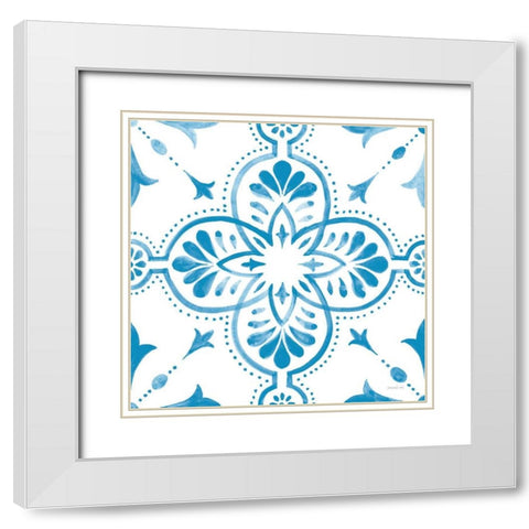 Blooming Orchard Tile I White Modern Wood Framed Art Print with Double Matting by Nai, Danhui