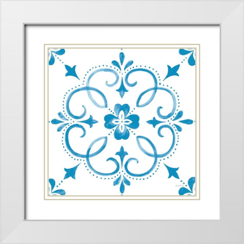 Blooming Orchard Tile II White Modern Wood Framed Art Print with Double Matting by Nai, Danhui
