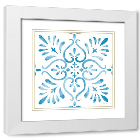 Blooming Orchard Tile IV White Modern Wood Framed Art Print with Double Matting by Nai, Danhui