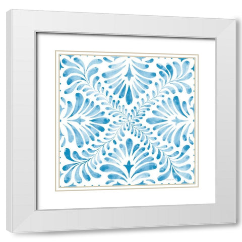 Blooming Orchard Tile VI White Modern Wood Framed Art Print with Double Matting by Nai, Danhui
