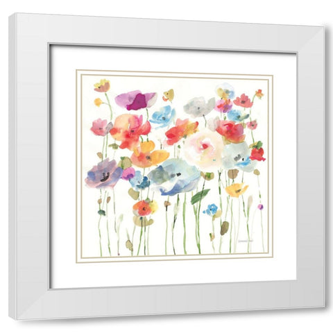 Bright Day Blooming White Modern Wood Framed Art Print with Double Matting by Nai, Danhui