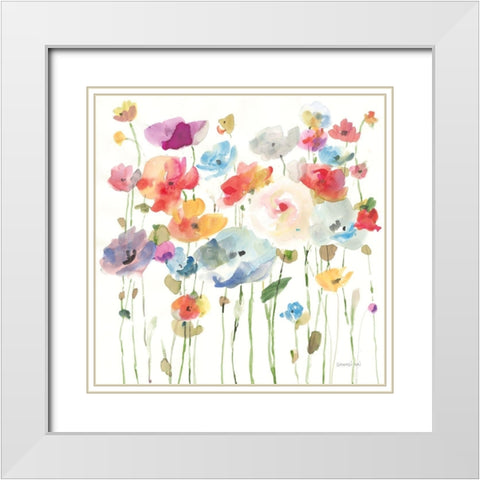 Bright Day Blooming White Modern Wood Framed Art Print with Double Matting by Nai, Danhui