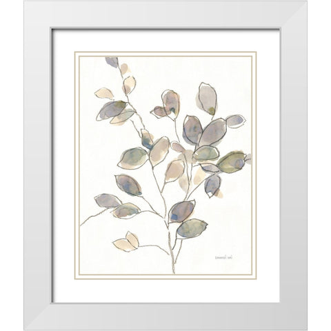 Transparent Branch White Modern Wood Framed Art Print with Double Matting by Nai, Danhui