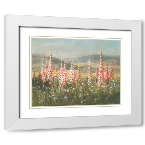 Wild Foxglove Meadow White Modern Wood Framed Art Print with Double Matting by Nai, Danhui