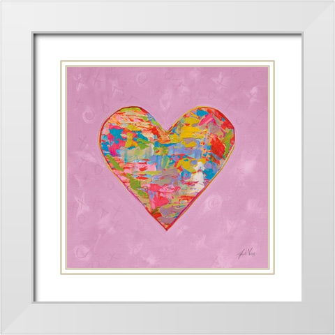 First Love on Pink White Modern Wood Framed Art Print with Double Matting by Vertentes, Jeanette