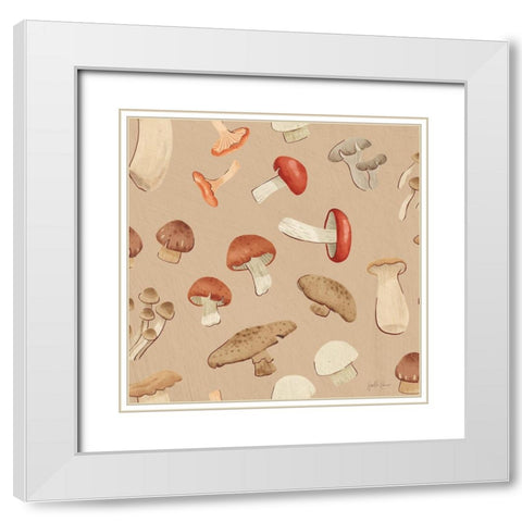 Mushroom Madness Pattern IC White Modern Wood Framed Art Print with Double Matting by Penner, Janelle