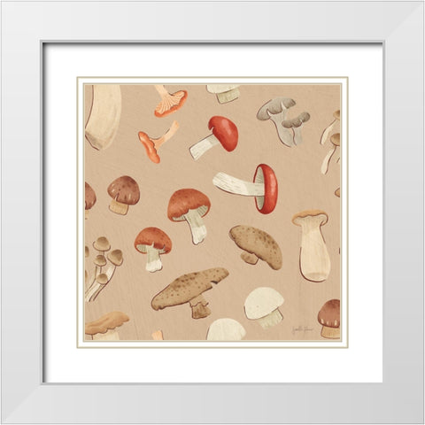 Mushroom Madness Pattern IC White Modern Wood Framed Art Print with Double Matting by Penner, Janelle