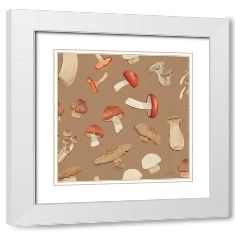 Mushroom Madness Pattern IE White Modern Wood Framed Art Print with Double Matting by Penner, Janelle
