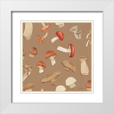 Mushroom Madness Pattern IE White Modern Wood Framed Art Print with Double Matting by Penner, Janelle