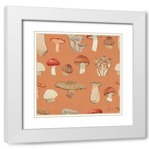 Mushroom Madness Pattern IIIB White Modern Wood Framed Art Print with Double Matting by Penner, Janelle