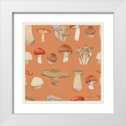 Mushroom Madness Pattern IIIB White Modern Wood Framed Art Print with Double Matting by Penner, Janelle