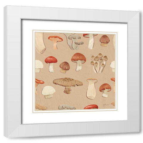 Mushroom Madness Pattern IIIC White Modern Wood Framed Art Print with Double Matting by Penner, Janelle