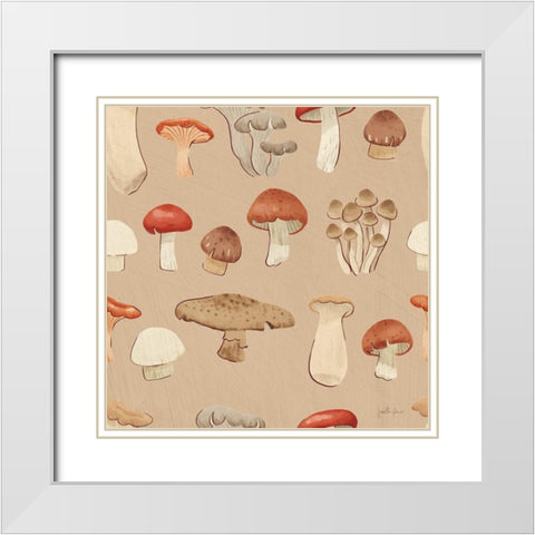 Mushroom Madness Pattern IIIC White Modern Wood Framed Art Print with Double Matting by Penner, Janelle