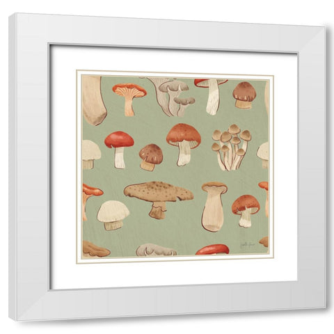 Mushroom Madness Pattern IIID White Modern Wood Framed Art Print with Double Matting by Penner, Janelle