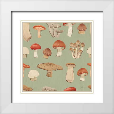 Mushroom Madness Pattern IIID White Modern Wood Framed Art Print with Double Matting by Penner, Janelle