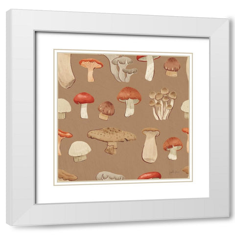 Mushroom Madness Pattern IIIE White Modern Wood Framed Art Print with Double Matting by Penner, Janelle