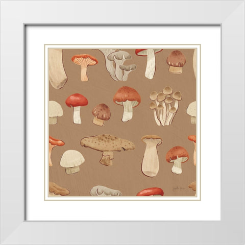 Mushroom Madness Pattern IIIE White Modern Wood Framed Art Print with Double Matting by Penner, Janelle