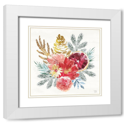 Holiday Sparkle III White Modern Wood Framed Art Print with Double Matting by June, Dina