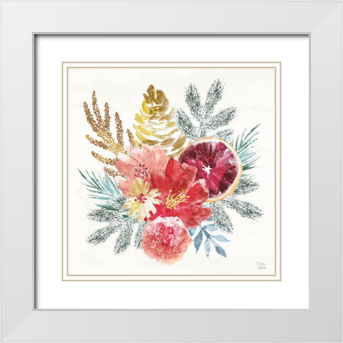 Holiday Sparkle III White Modern Wood Framed Art Print with Double Matting by June, Dina