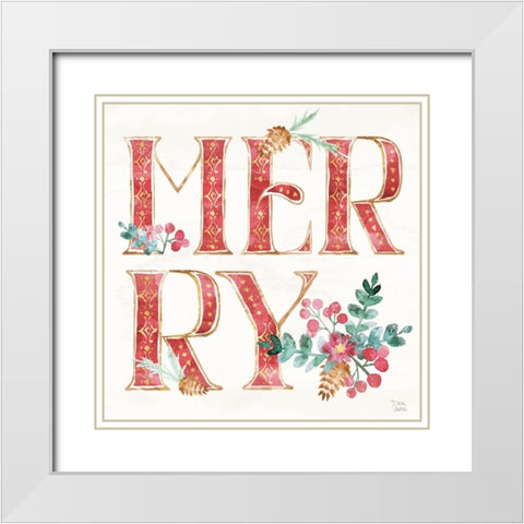 Holiday Sparkle VII White Modern Wood Framed Art Print with Double Matting by June, Dina