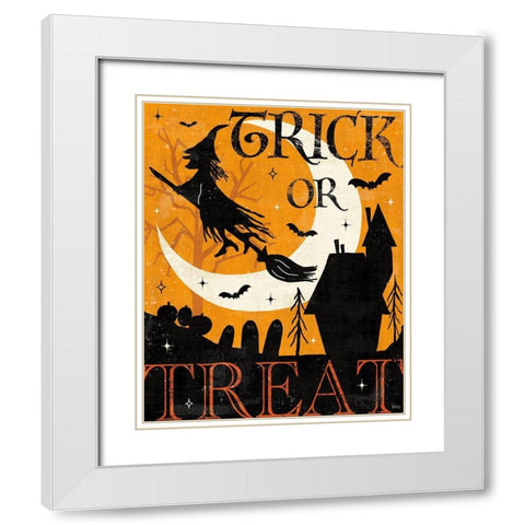 Halloween is Calling II White Modern Wood Framed Art Print with Double Matting by Charron, Veronique