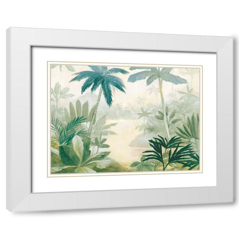 Palm Lagoon Blue White Modern Wood Framed Art Print with Double Matting by Purinton, Julia