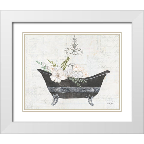 Floral Bath II White Modern Wood Framed Art Print with Double Matting by Prahl, Courtney