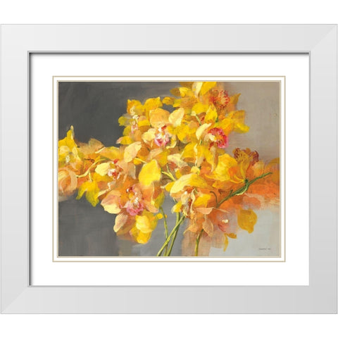 Orchid Dreaming White Modern Wood Framed Art Print with Double Matting by Nai, Danhui