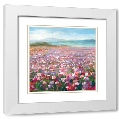 Headland Wildflowers White Modern Wood Framed Art Print with Double Matting by Nai, Danhui