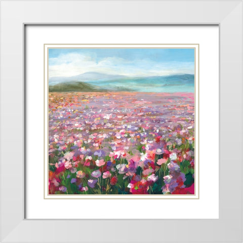 Headland Wildflowers White Modern Wood Framed Art Print with Double Matting by Nai, Danhui