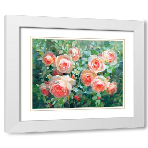 English Roses White Modern Wood Framed Art Print with Double Matting by Nai, Danhui