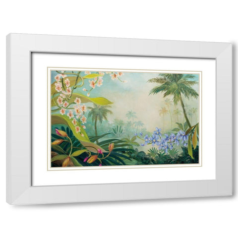 Orchids by the River White Modern Wood Framed Art Print with Double Matting by Purinton, Julia