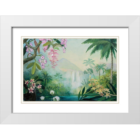 Tropical Falls White Modern Wood Framed Art Print with Double Matting by Purinton, Julia